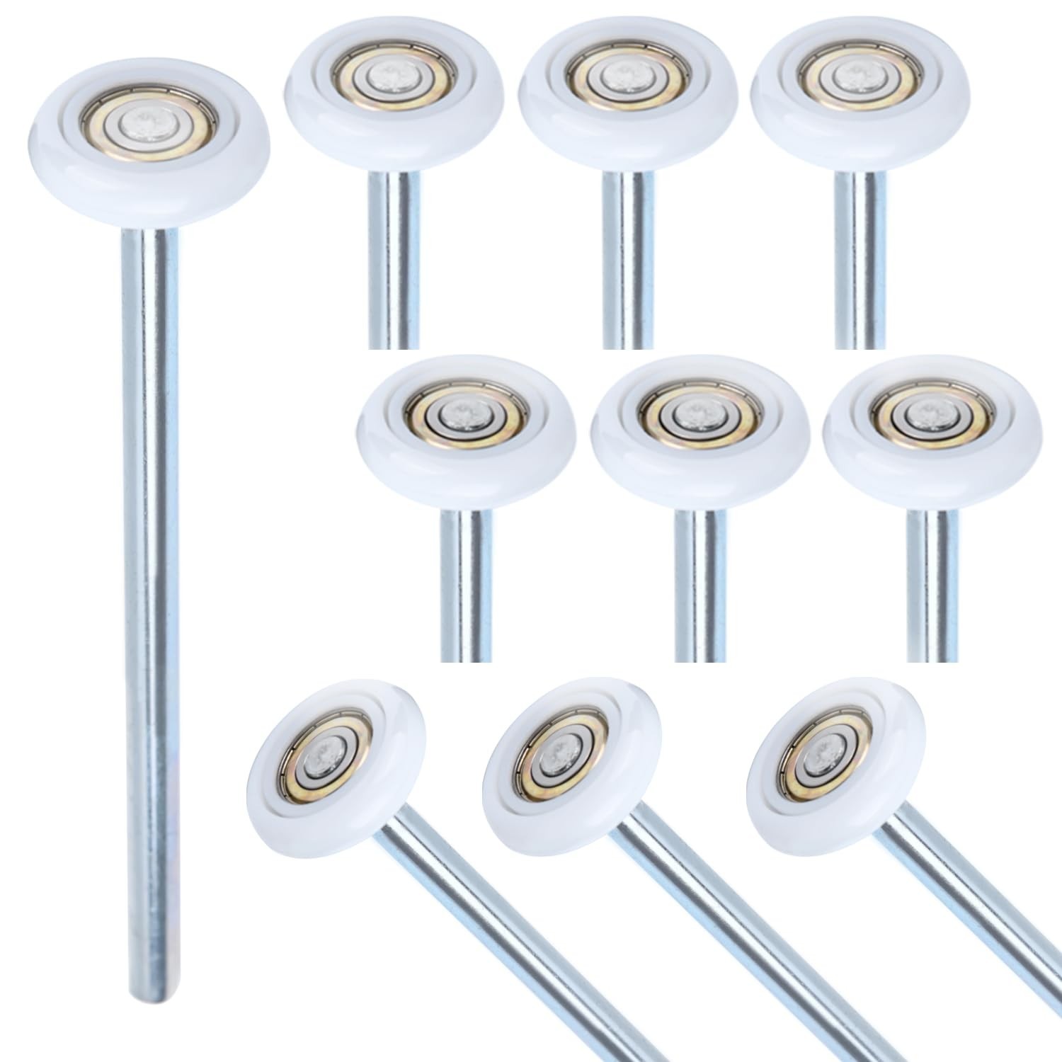 10 Pack 9″ Stem 2″ 13 Ball Nylon Commercial Grade Garage Door Roller, Quiet/D…
