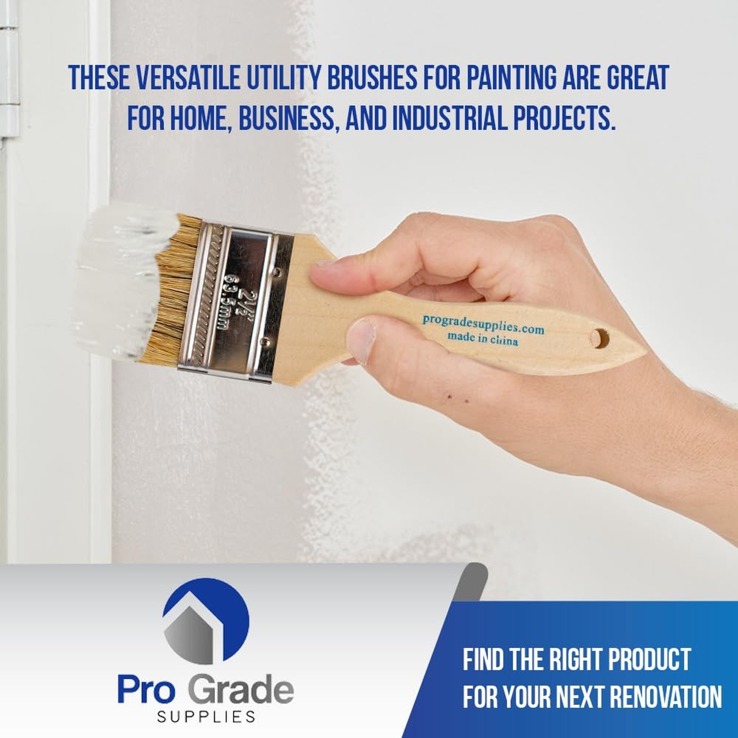 Pro Grade – Chip Paint Brushes – 24 Ea 2.5 Inch Chip Paint Brush Light Brown