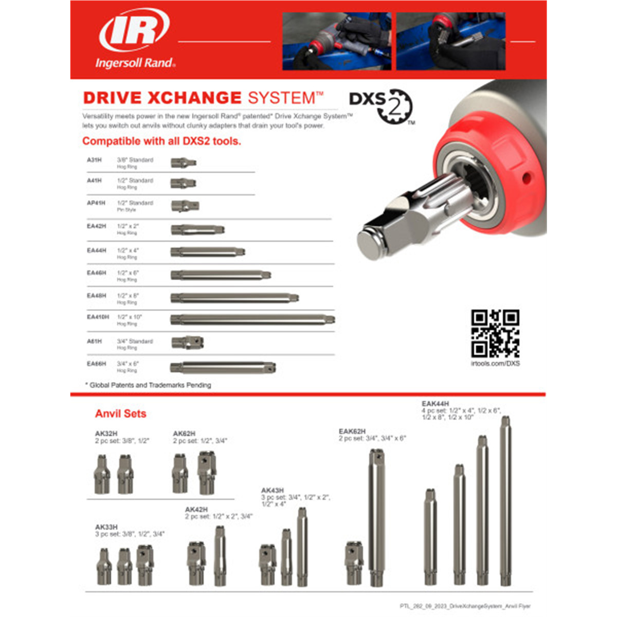 Ingersoll Rand DXS 1/2″ and 3/4″ Drive Standard Anvil 2 Piece Set AK62H