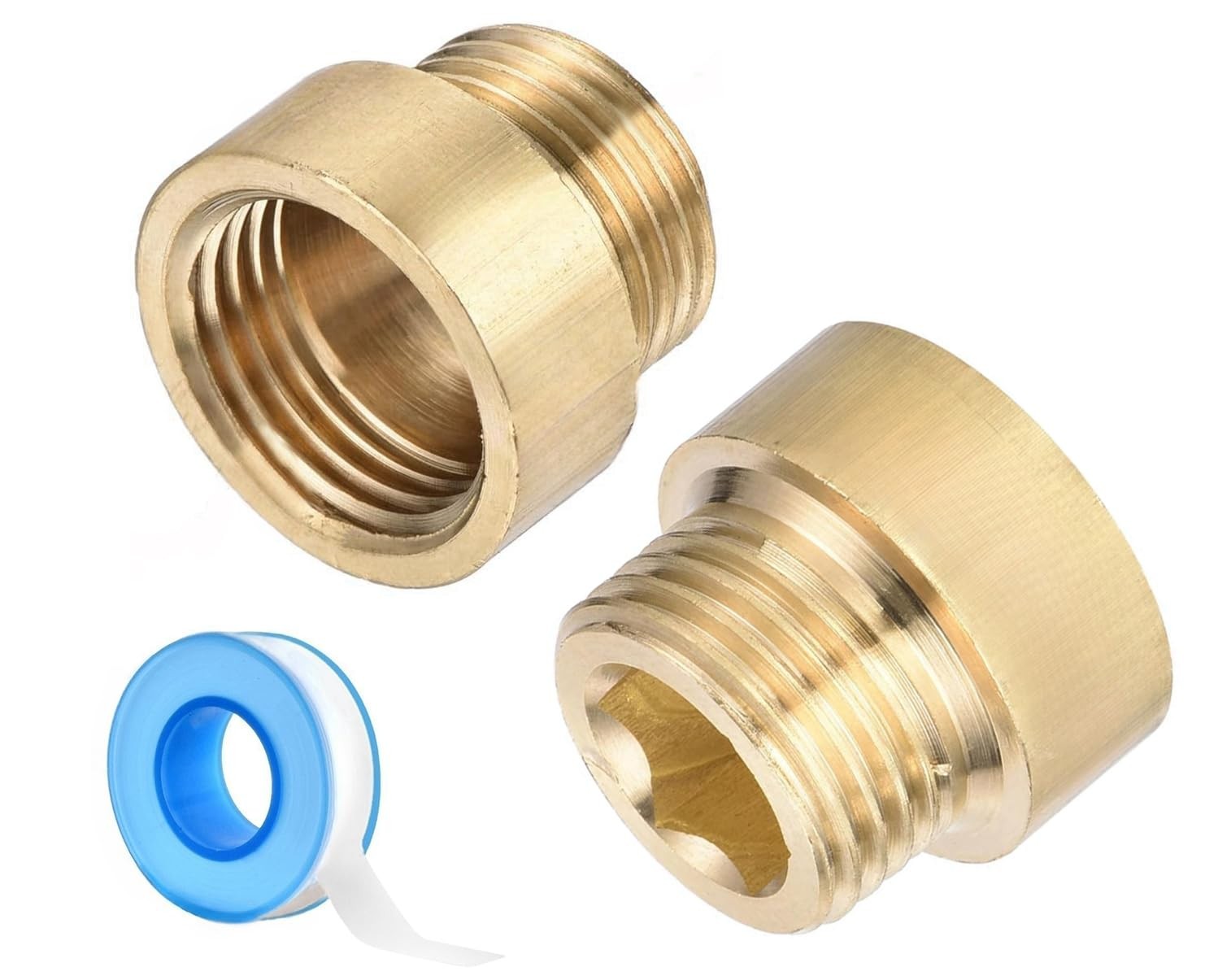 Shower Head Extension Arm, 2 Pack Brass G1/2 Male 1/2 inch, 15.875 mm, Gold