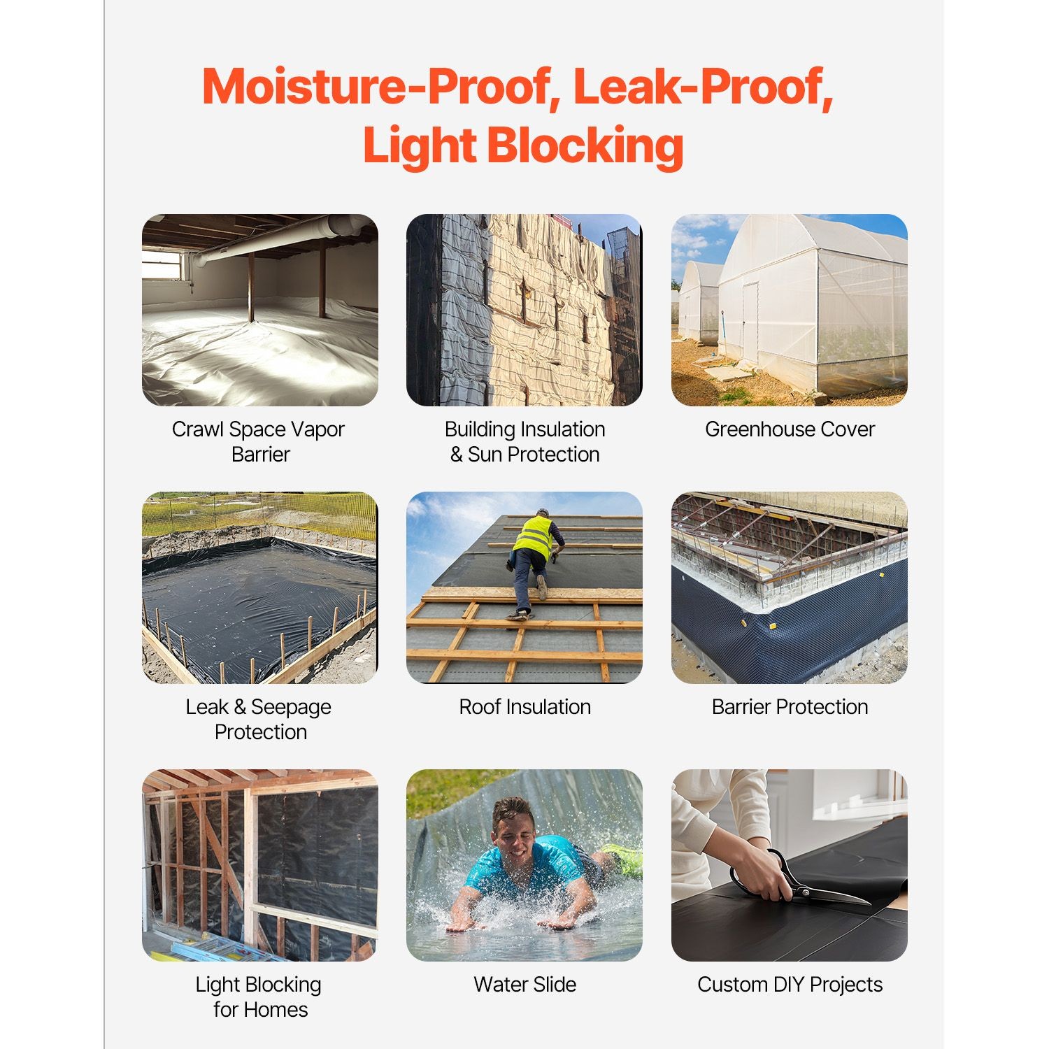 10′ x 100′ Plastic Sheeting Heavy Duty, 6 Mil Thick Plastic Sheeting Roll