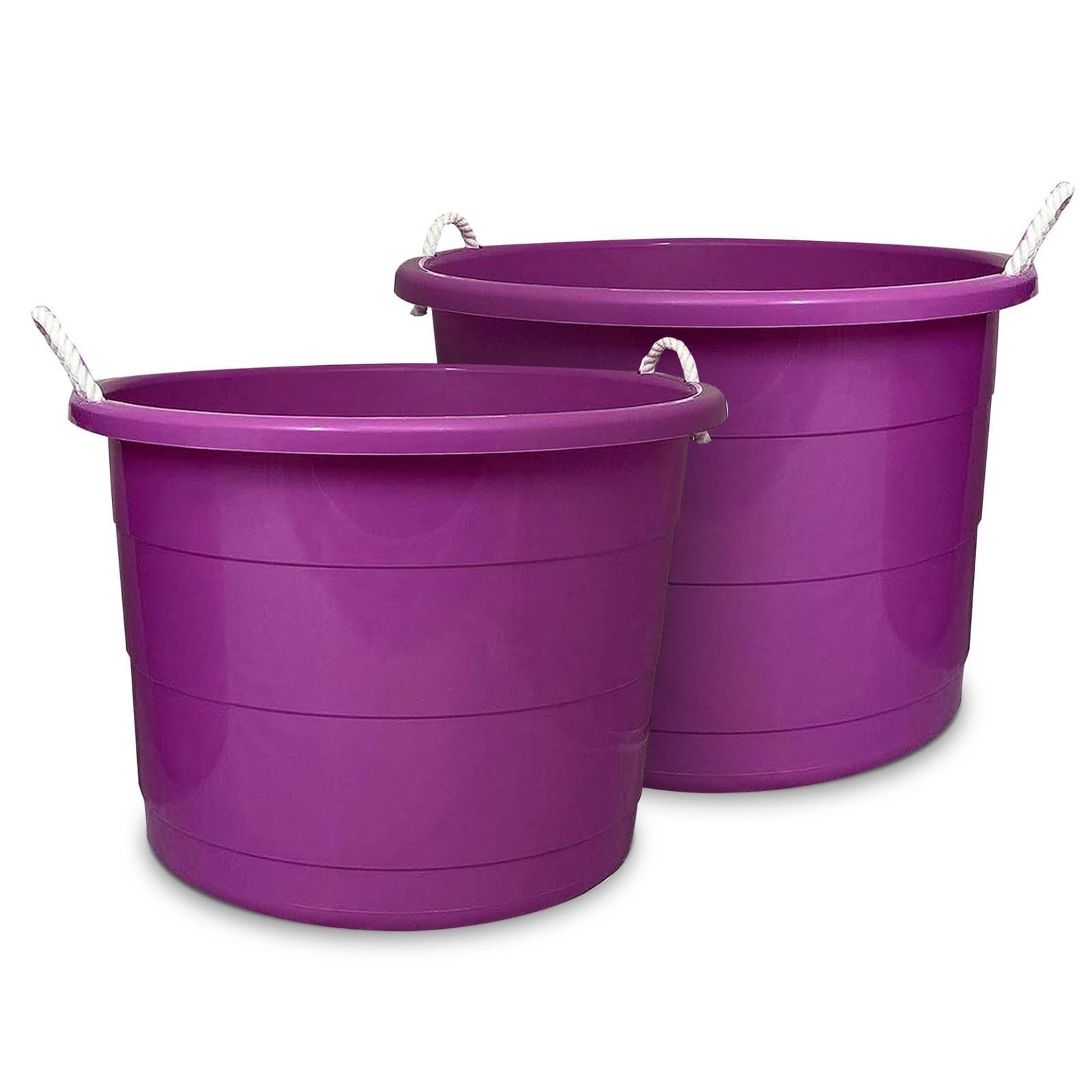 HOMZ 2-Pack Utility Tub, Plastic Bucket with Rope Handles, 17 Gal., Purple | …