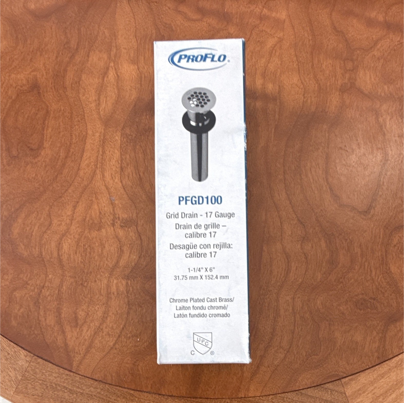 PROFLO PFGD100 Cast Brass Grid Drain Chrome Finish 17 Gauge 1-1/4 x 6 Sink