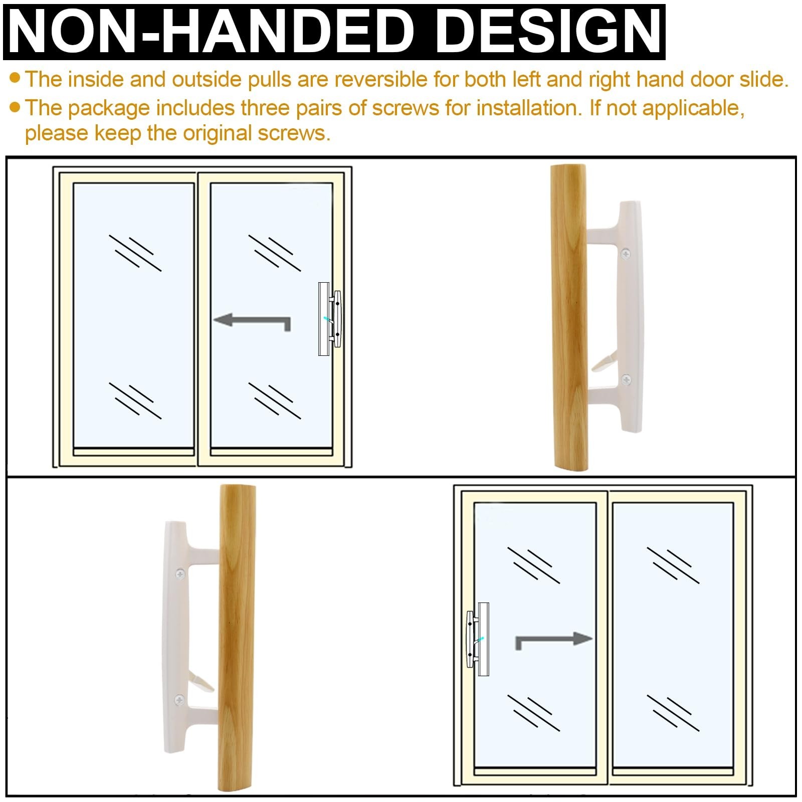Sliding Glass Patio Door Handle Set with Key Cylinder, Fit for 45° Mortise