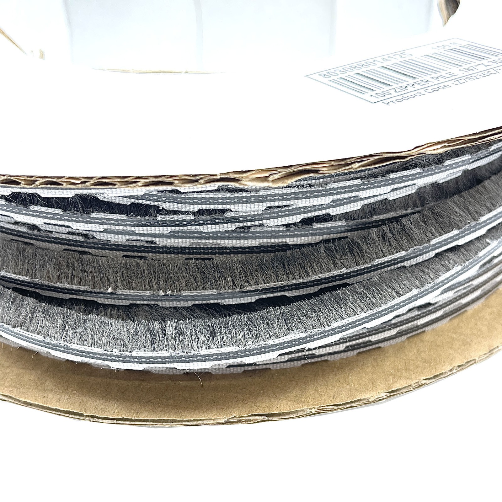100ft Roll Zipper Pile Weatherstrip, 0.450″ Pile Height, 0.270″ Backing Width-