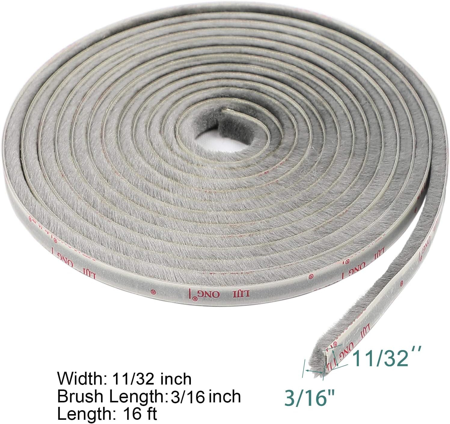 Felt Pile Weather Stripping 11/32 inch x 3/16 inch x 16 ft, Sliding Windows and