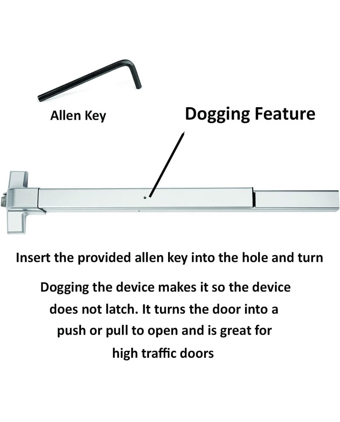 Dynasty Hardware Push Bar Panic Exit Device Aluminum