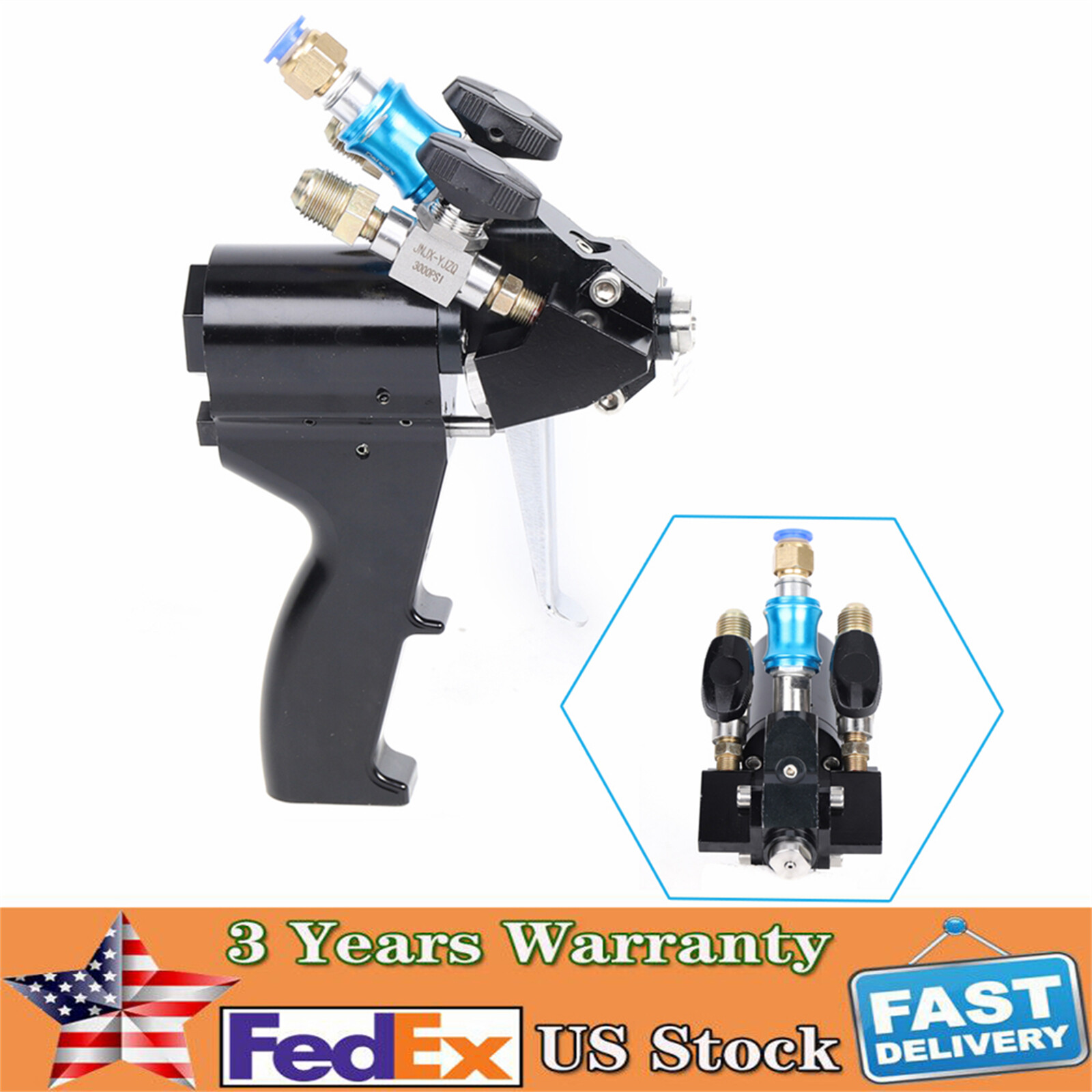Air Purge Spray Gun Self Cleaning Polyurethane P2 PU Foam Spray Gun 35Mpa Black