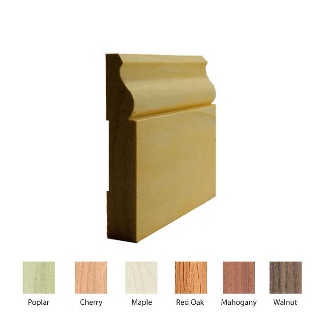 EWBB11 Colonial 4″ Baseboard Moulding, 11/16″ x 4″ Unfinished Solid Hardwood Tri