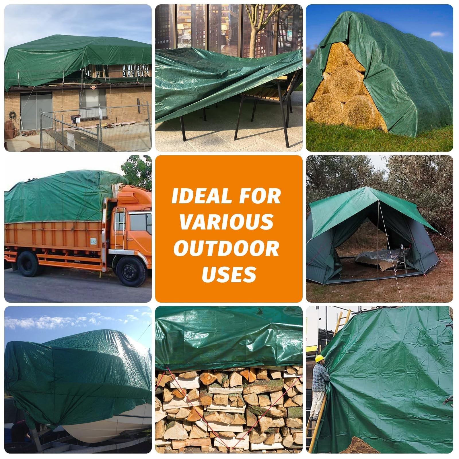 16Mil Finished Size Tarp 10×20 Heavy Duty Waterproof, Large Outdoor Multipurp…