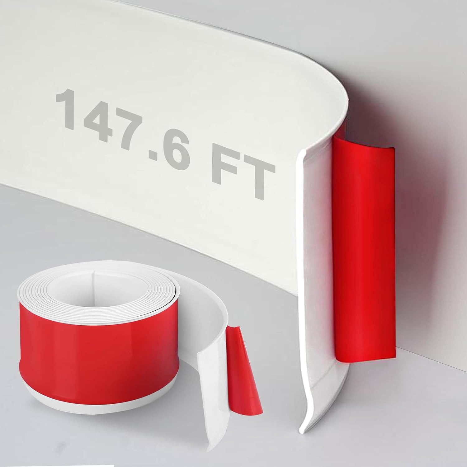 DSGL Flexible Baseboard Molding Trim, 4 in x 147.6 Ft Self-Adhesive Vinyl Wall B