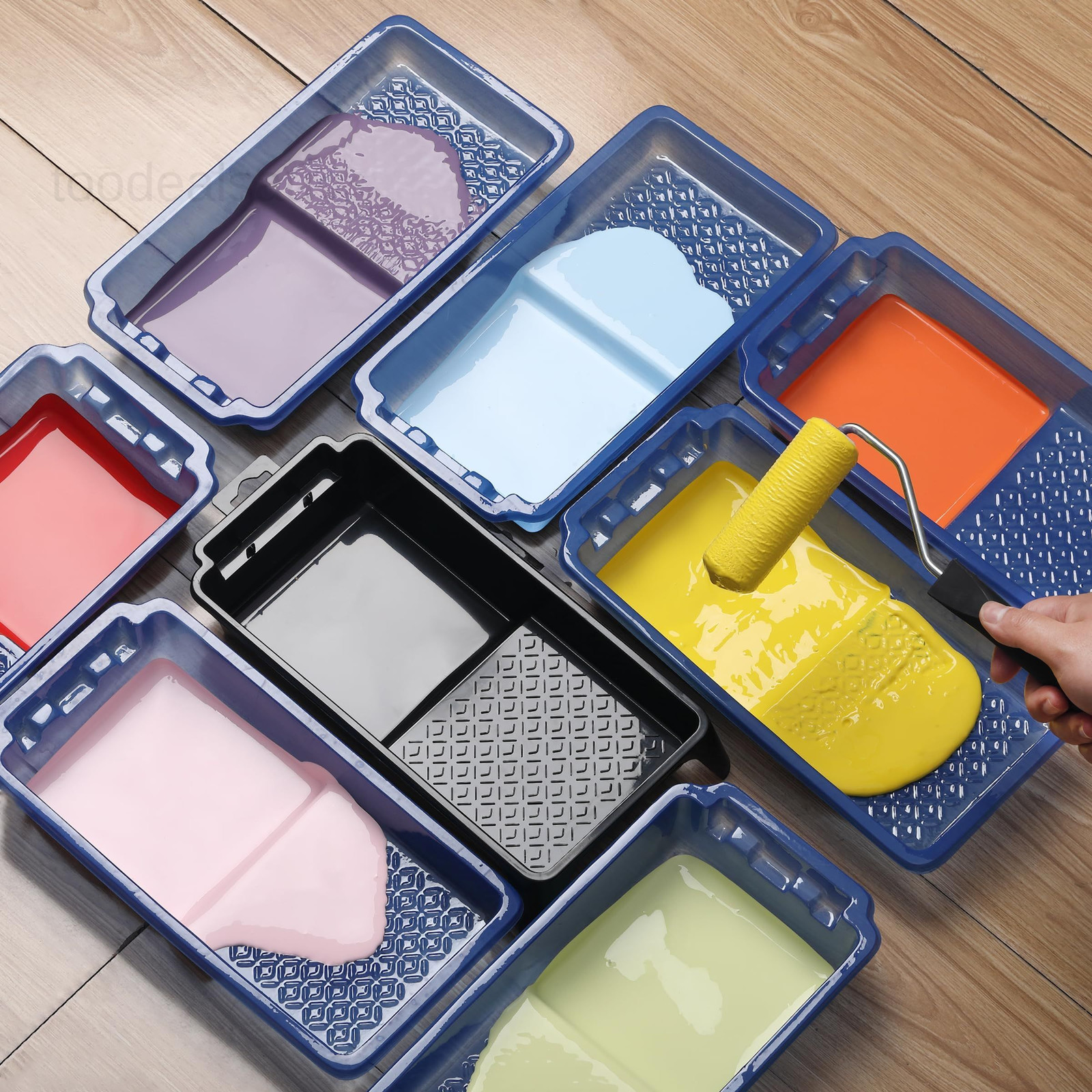 4 Inch Paint Tray Set, 22 pcs, 1x 4 Roller 4 inches, Blue