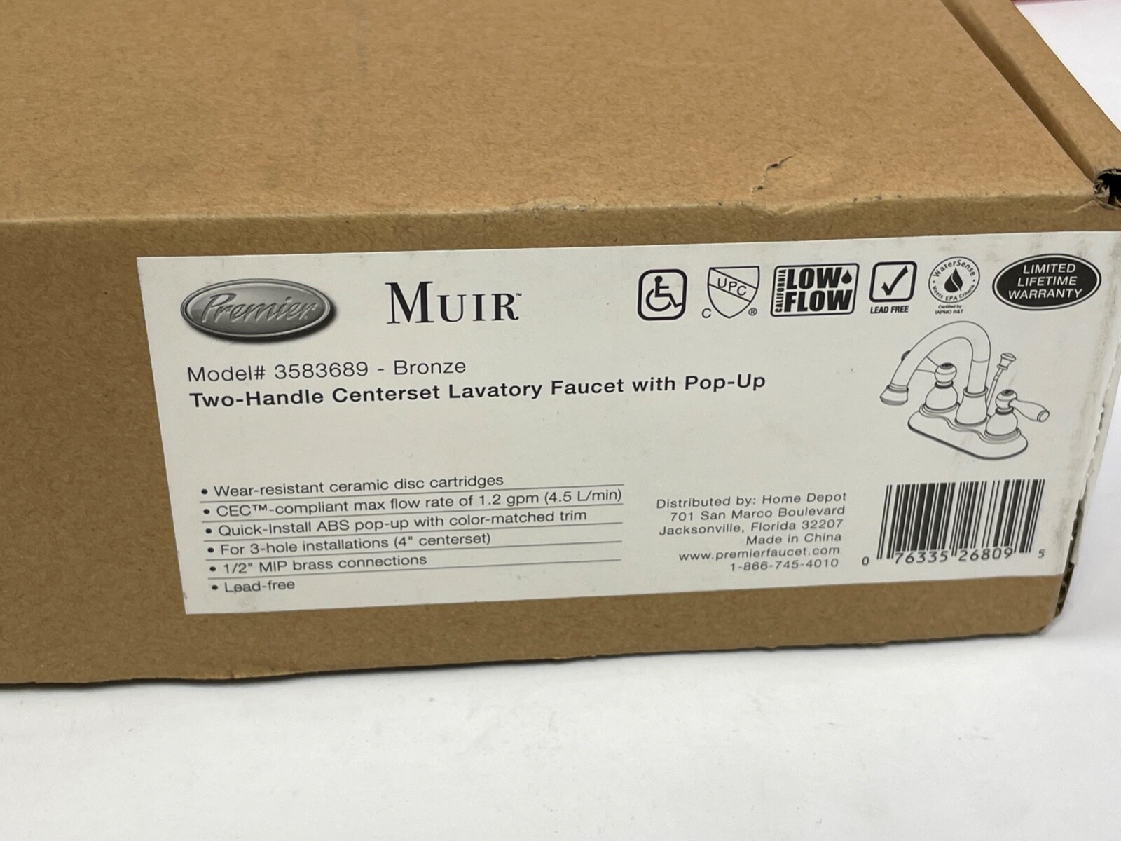 Premier Muir 4″ Centerset 2-Handle High-Arc Bathroom Faucet Oil Rubbed Bronze