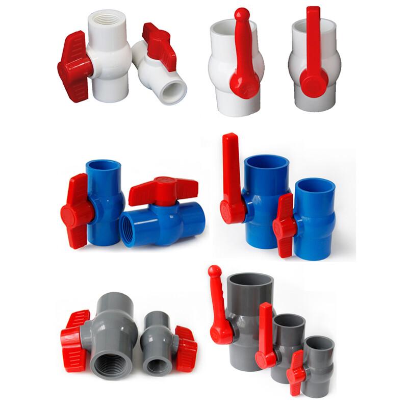 White/Blue/Grey PVC Metric Socket & Imperial Female BSP Thread Ball Valve -Round