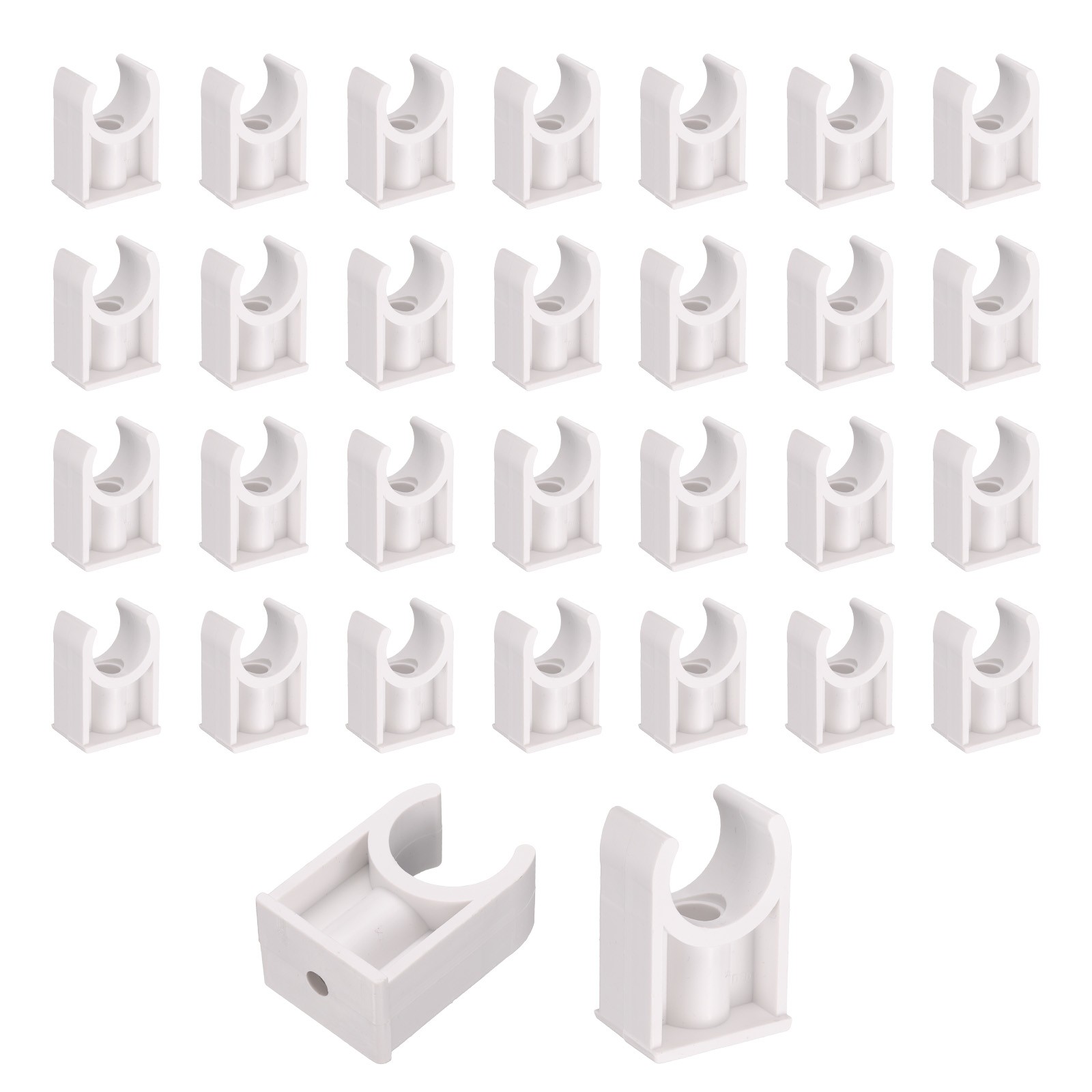 40 Pcs PVC Water Pipe Clamps Clips, U-Shaped Buckles for 1/2″ Size Pipe, White