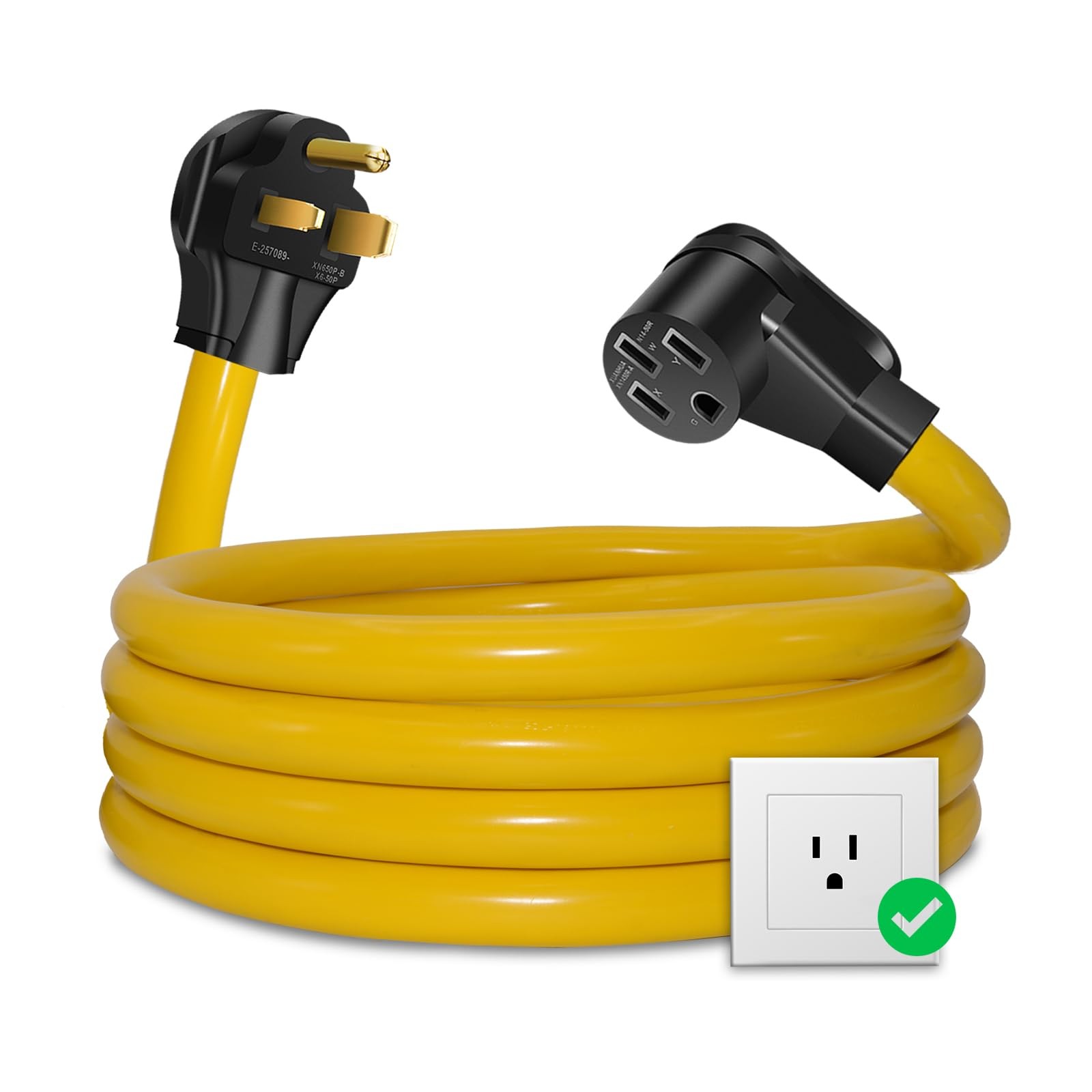 LAZMUMI NEMA 6-50P to 14-50R EV Charger Adapter 10FT, Yellow and Black
