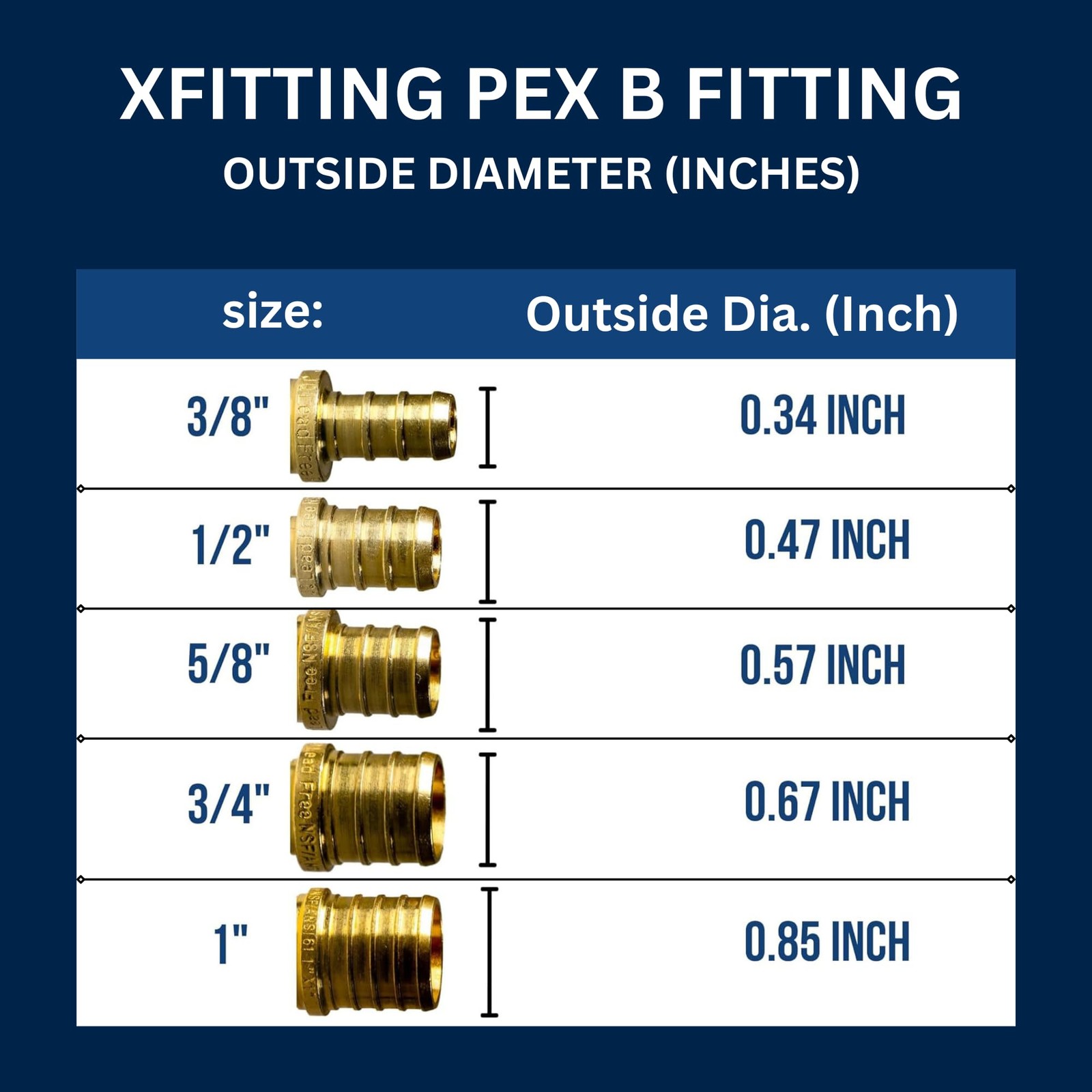 10 PIECES XFITTING 3/8″ X X 1/2″ PEX REDUCING TEE X 3/8″, Brass