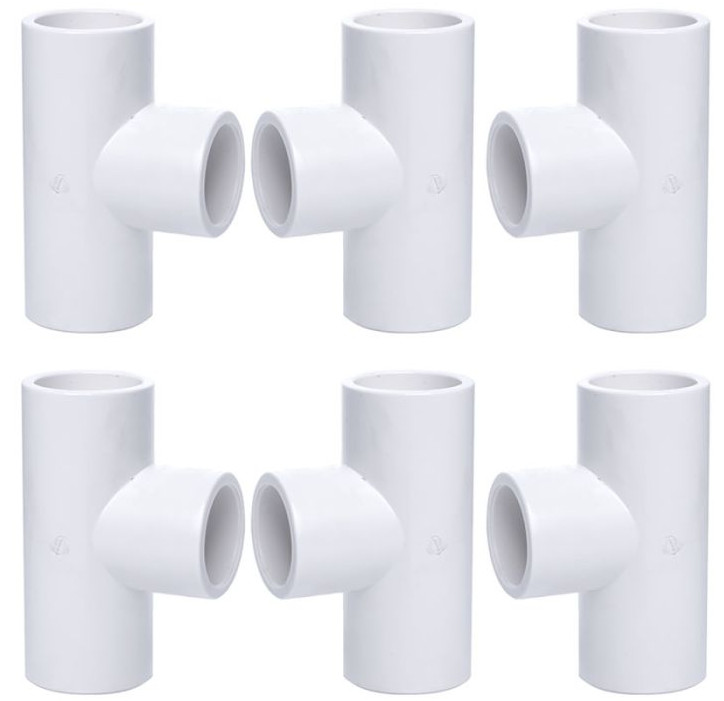 6-Pack 1 in. SCH-40 PVC Tee 3-Way Plumbing-Grade Pipe Fitting NSF ASTM D2466 1″