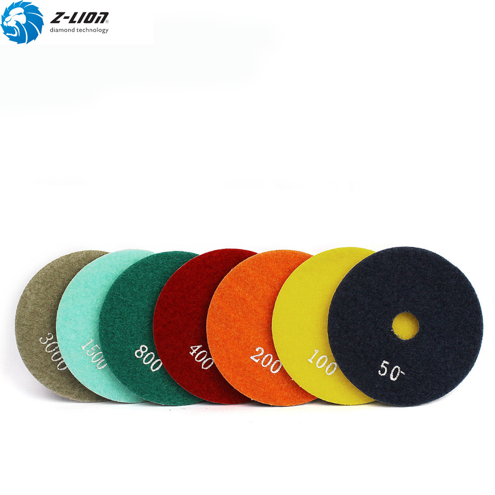 7PCS 4 Inch Diamond Polishing Pads for Wet Granite Stone Marble Concrete Polish