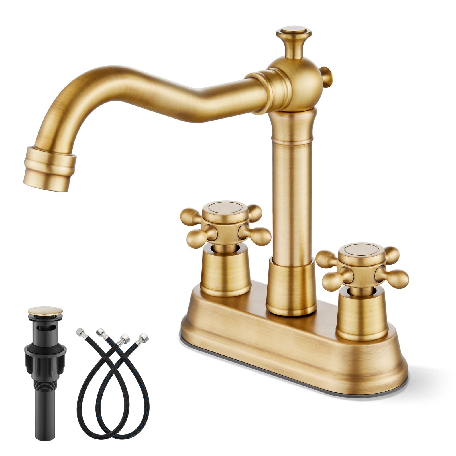 Gotonovo Antique Brass 2 Hole 4 Centerset Bathroom Sink Faucet