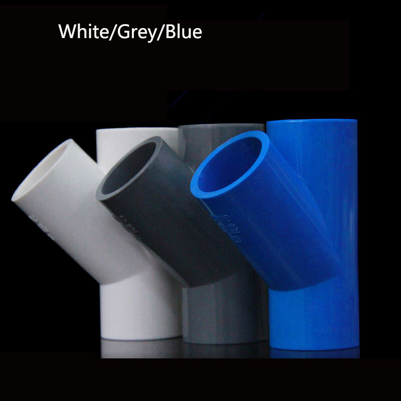 PVC 45 Degree Tee Equal 3Way Supply Pipe Fittings Adapter White/Blue/Grey