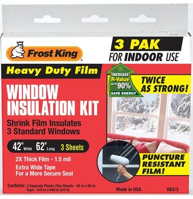 Thermwell V83-3 3 Pack Film Window Insulation Kit – 42 x 62 in.3 42 x 62 in.
