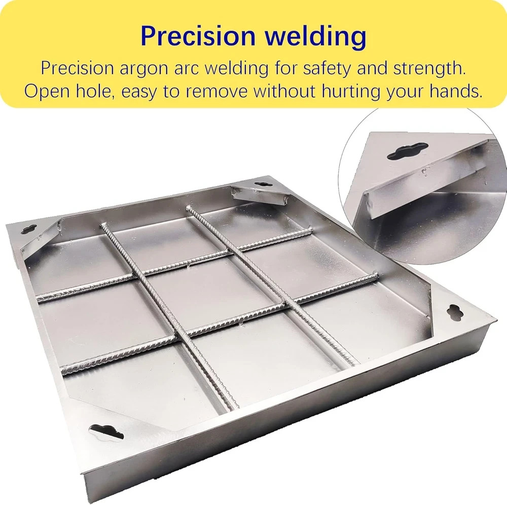 24X24 Stainless Steel Manhole Cover and Frame, Square Septic Tank Lid with Base,