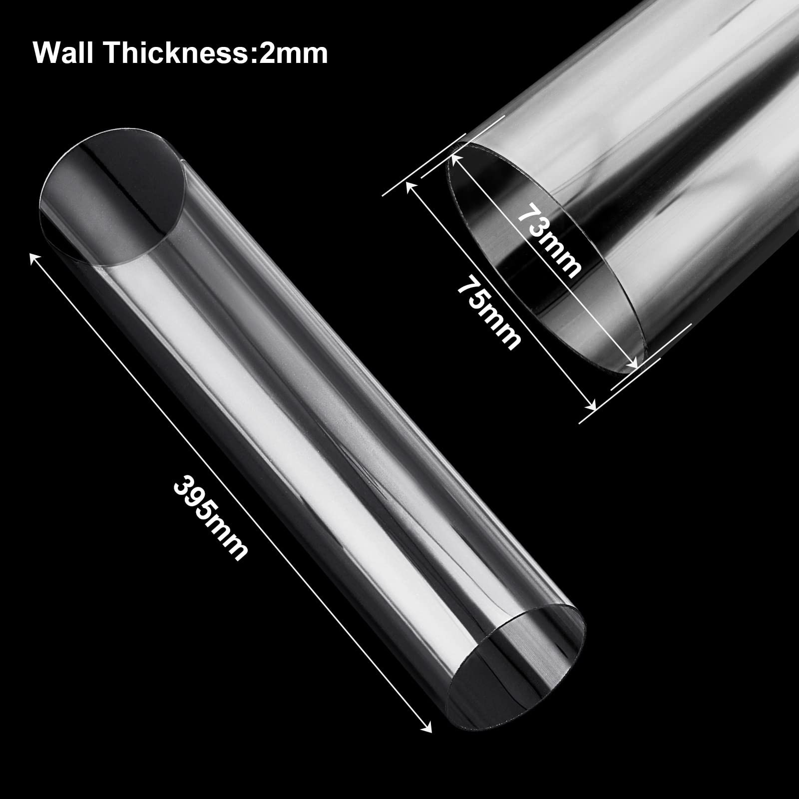 FengWu 2PCS Acrylic Tube 3” (75mm) OD x 2mm Wall Thickness 3inch, Clear