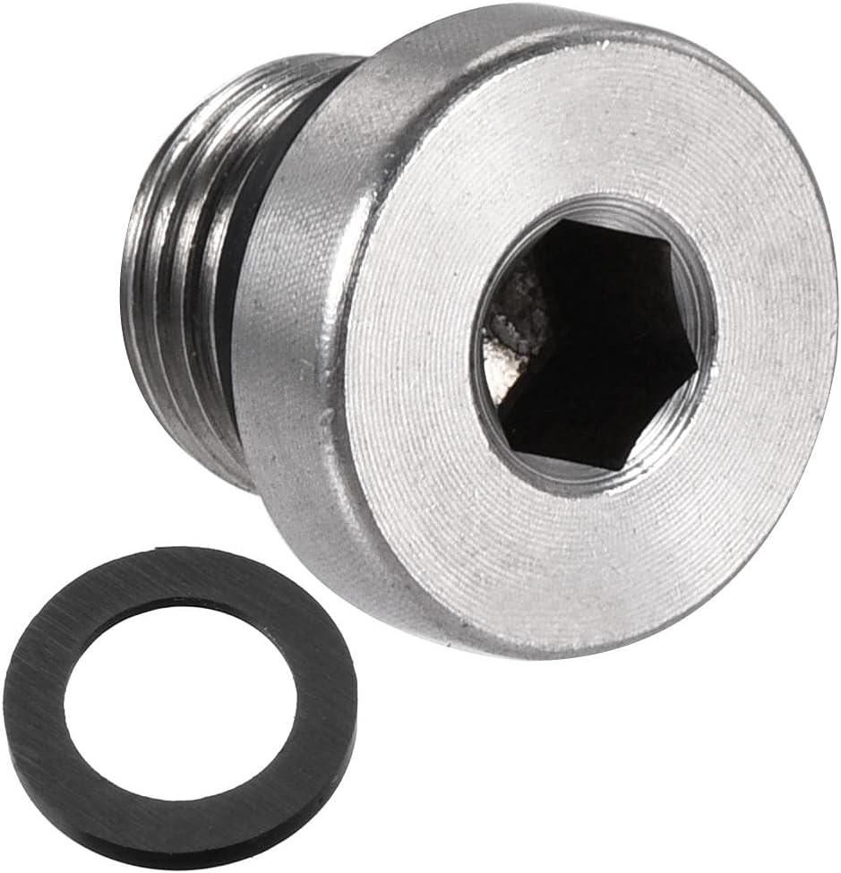 uxcell Stainless Steel Inner Hex Head M10x1 Pipe Fitting Plug with Seal Ring for