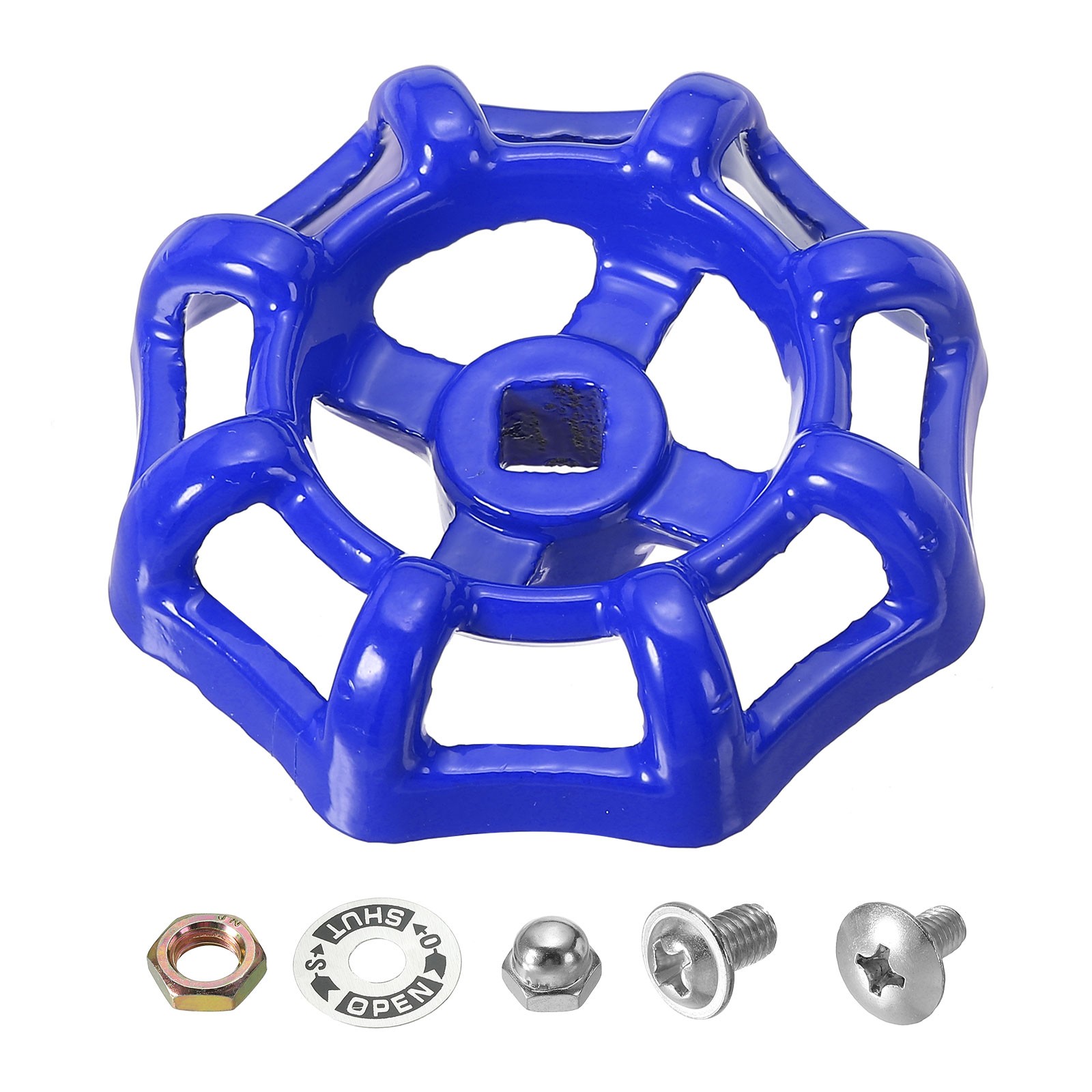 Outside Faucet Handle Square Stem Hole 6x6mm Cast Steel Wheel Handle Blue