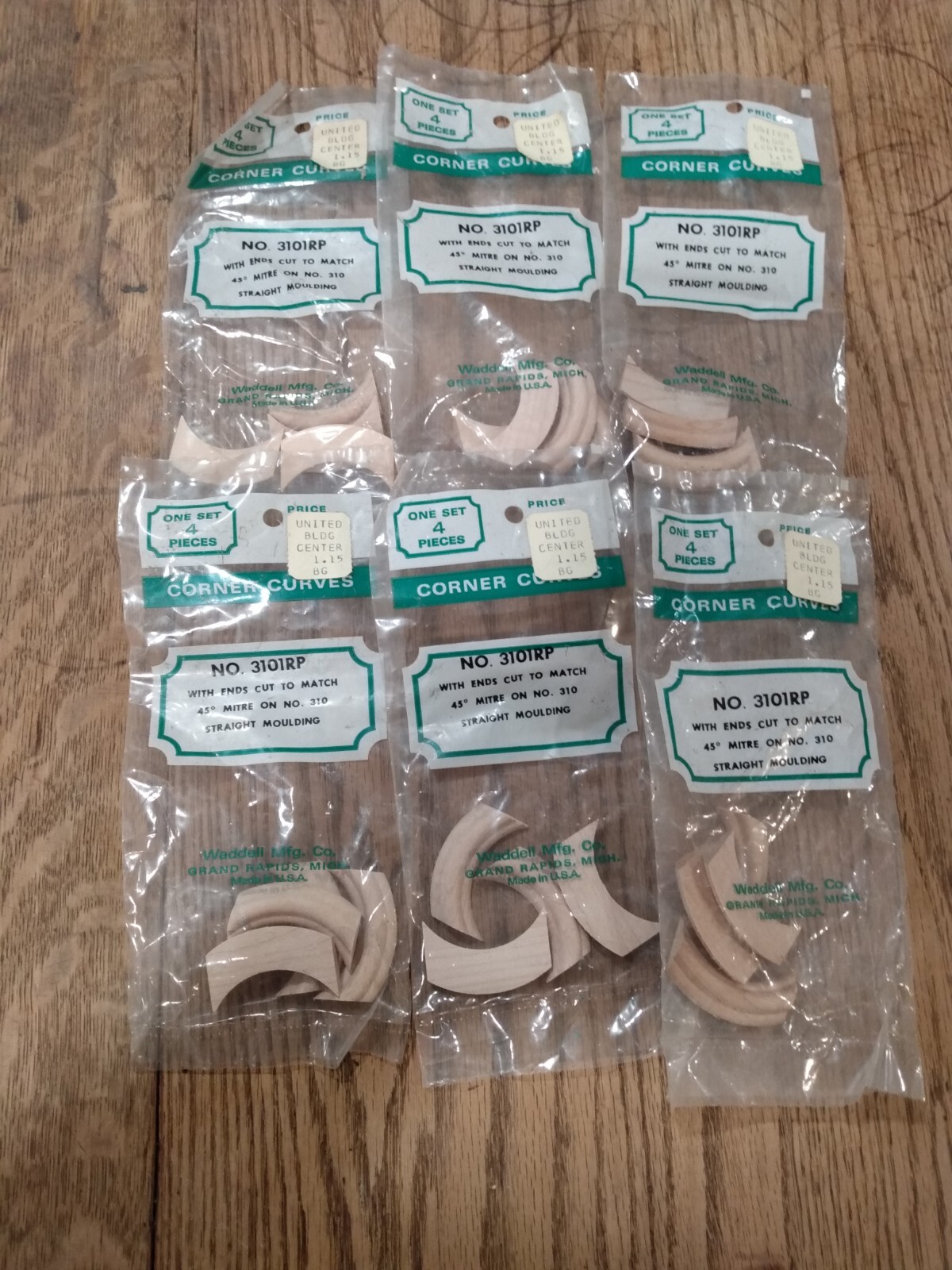 (24) #3101RP Vtg maple corner curves by Waddell Mfg. (NOS)