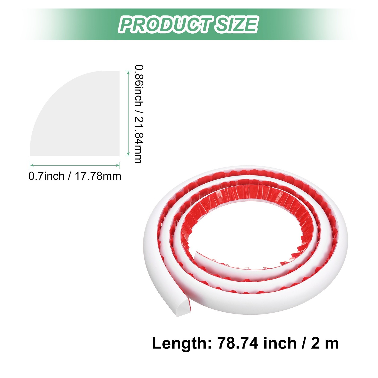 Flexible Quarter Round Molding 79 Inch for Wall Edge Corner [White,0.7In]