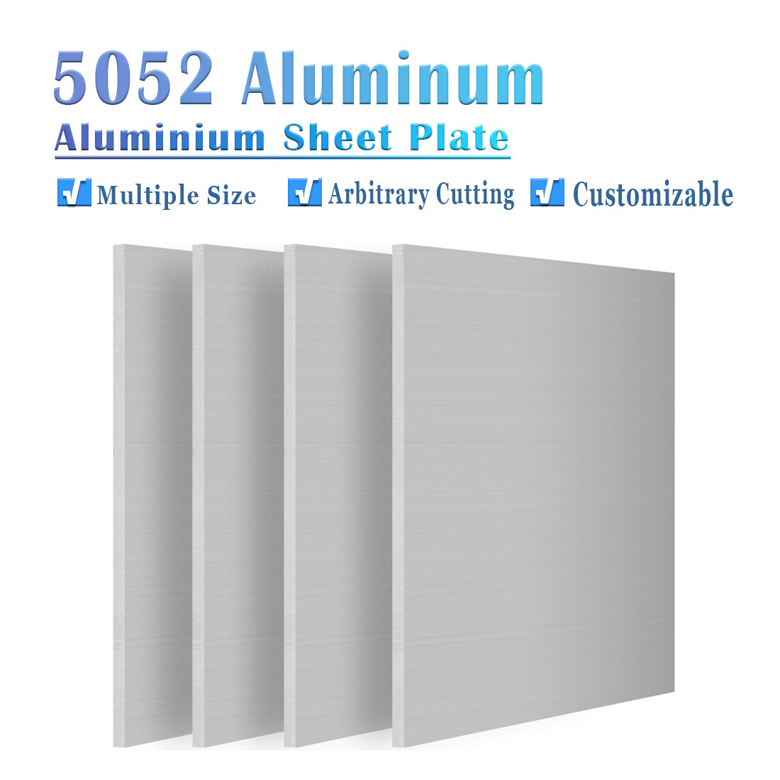 Aluminium Sheet Plate Flat Thick 0.8 1 2 3 4 5 6 8 10 15mm 5052 Multiple Sizes