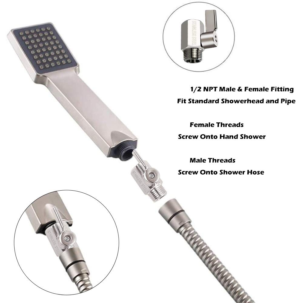 Showerhead Shut Off Valve with Stainless Handle, 304 1/2 inches