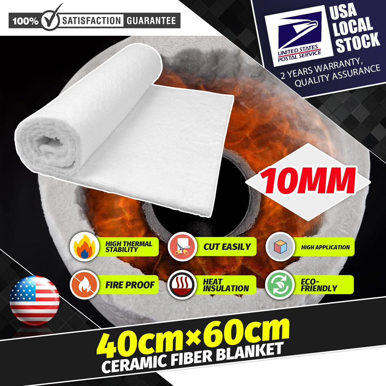 Ceramic Fiber Insulation Mat Fire Resistant DIY For Forges Brazing 24Inch×16Inch