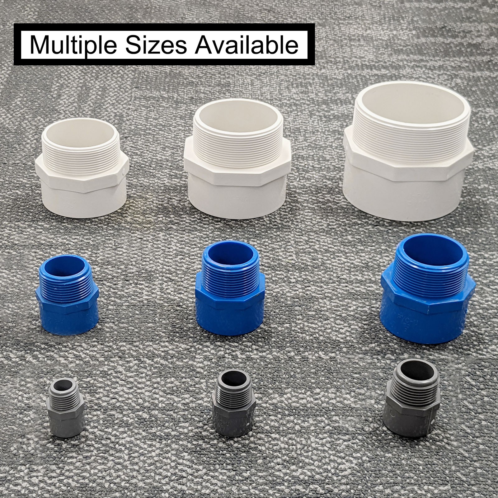 12Pcs Union PVC Pipe Fitting 3/4″ Male Adapter Thread Connector Grey