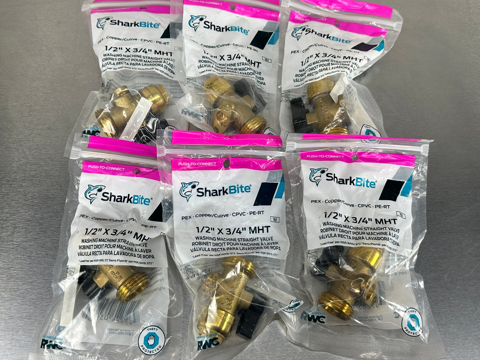 (6) Sharkbite 25559LF 1/2″ X 3/4″ Male Thread Washing Machine Valve