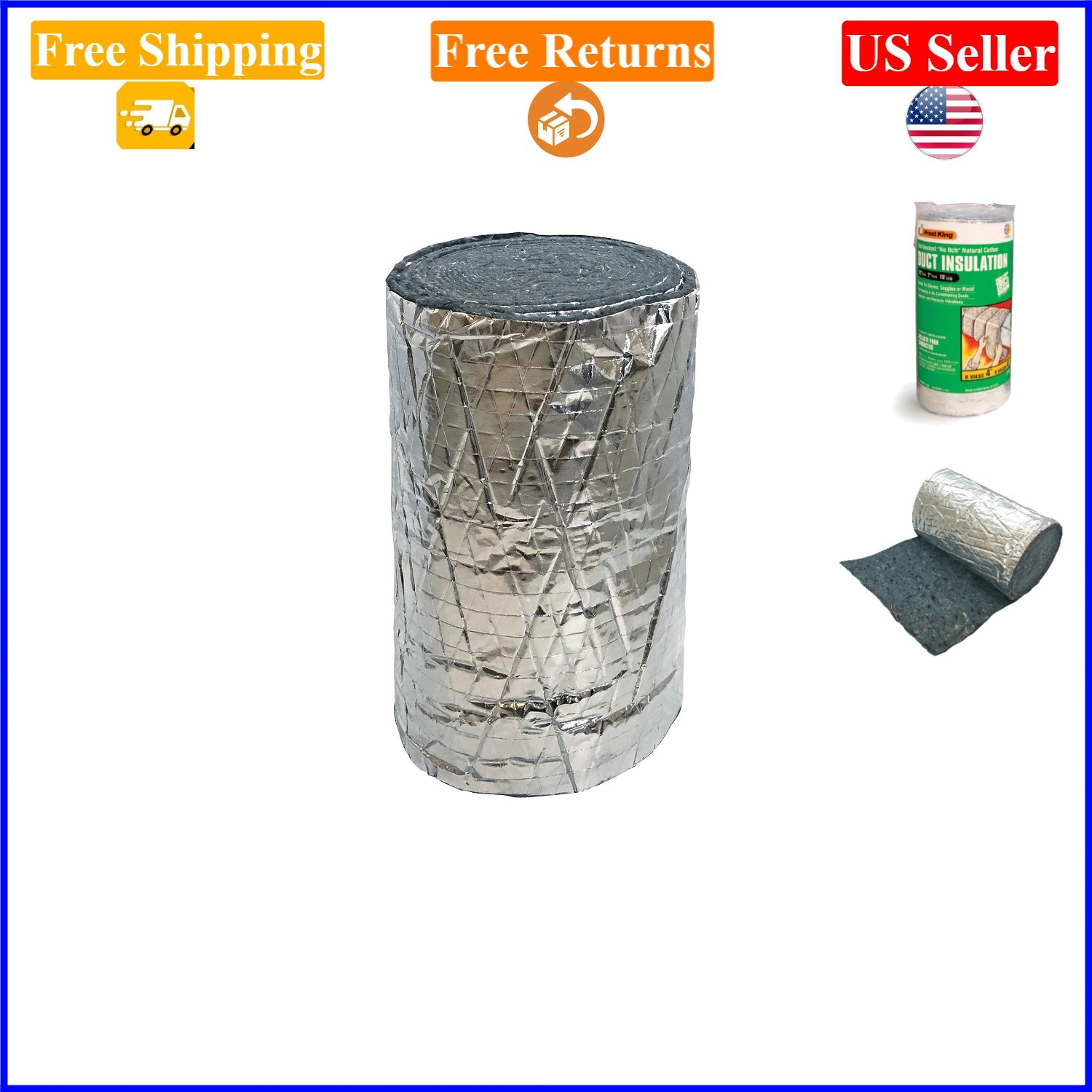 CF55 Foil Backed No Itch Natural Cotton Duct Wrap 12x1x15 ft
