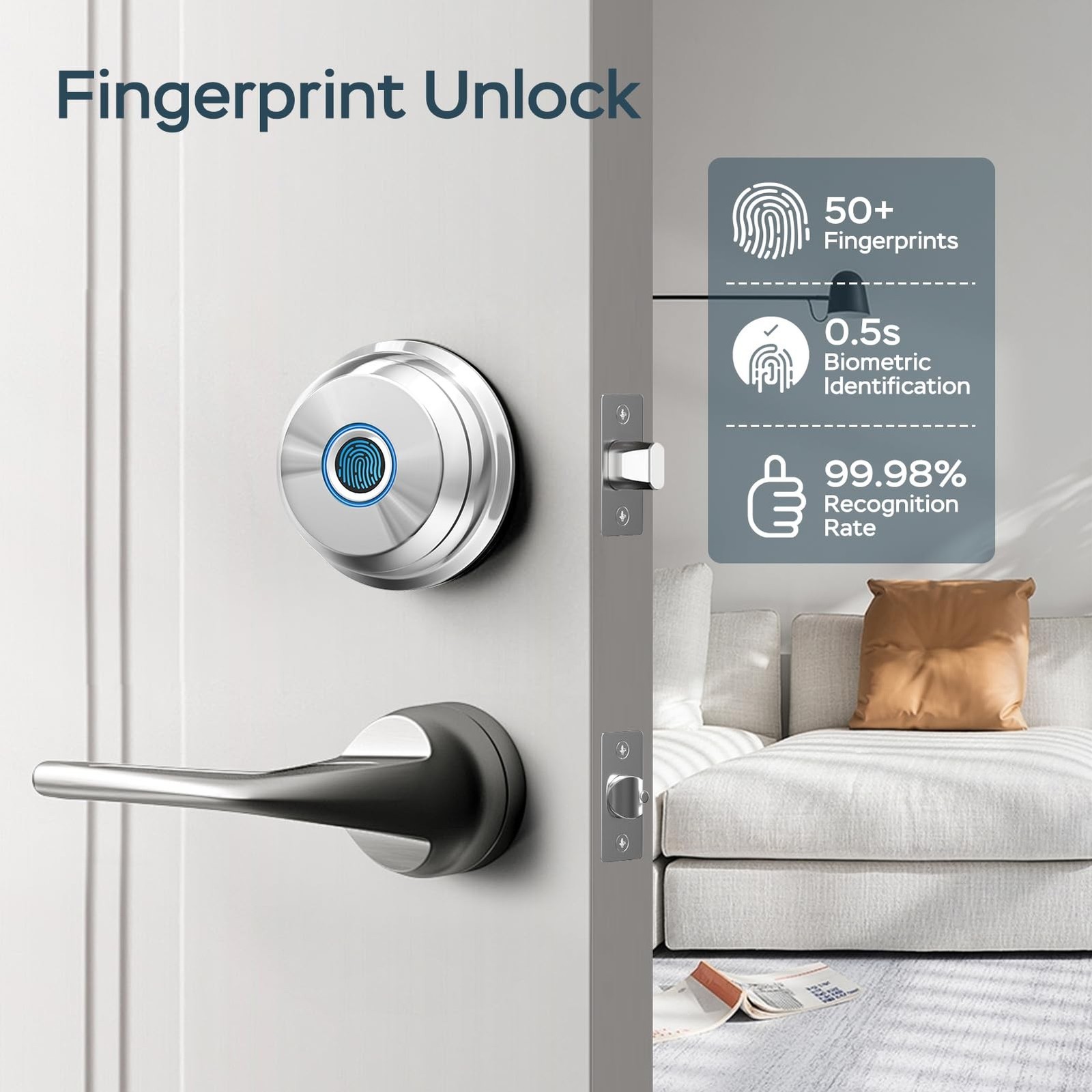 Deadbolt Smart Lock, Fingerprint Deadbolt Smart Door Lock with App Control, S…