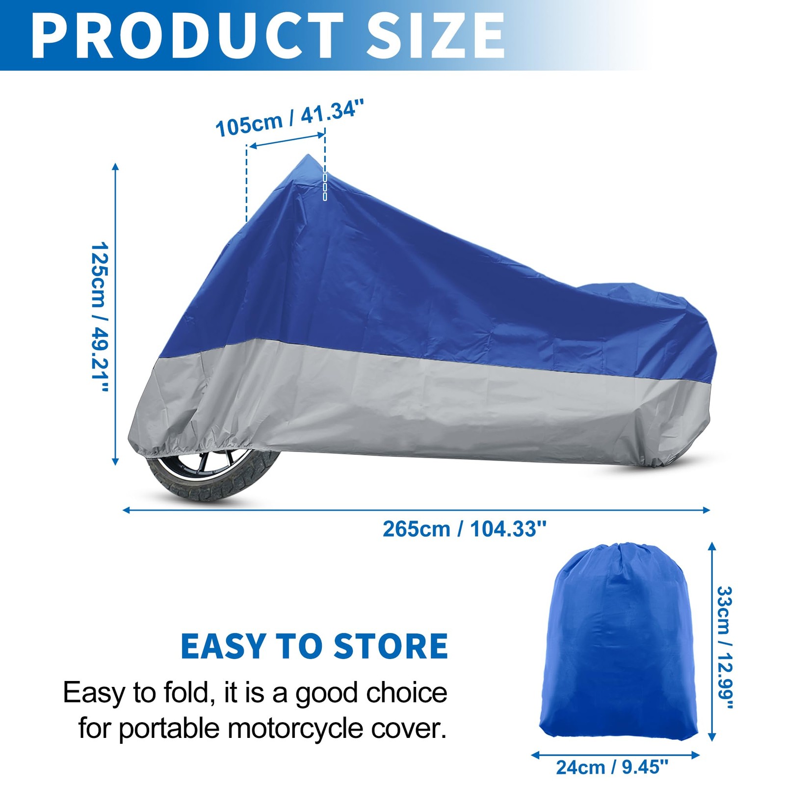Motorcycle Cover XXL 265x105x125cm Waterproof for Harley Honda Suzuki – All