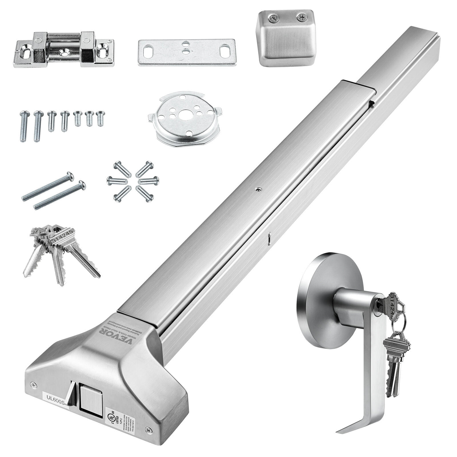 VEVOR Push Bar Door Locks Stainless Steel Panic Bars for Exit Doors with Lever