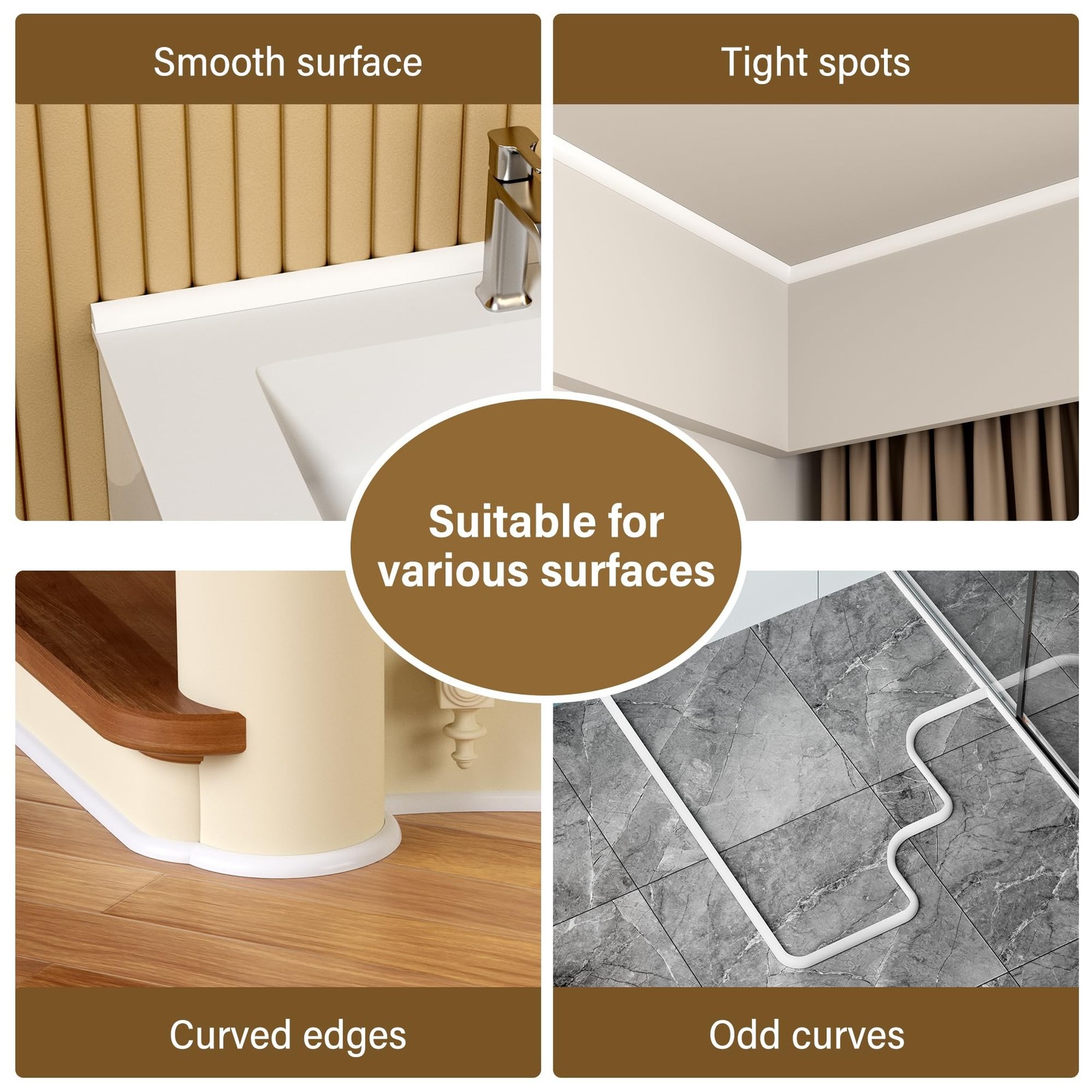 0.6″ W x 0.6″ H X 118″ L Flexible Quarter Round Molding, Peel and Stick Wall …