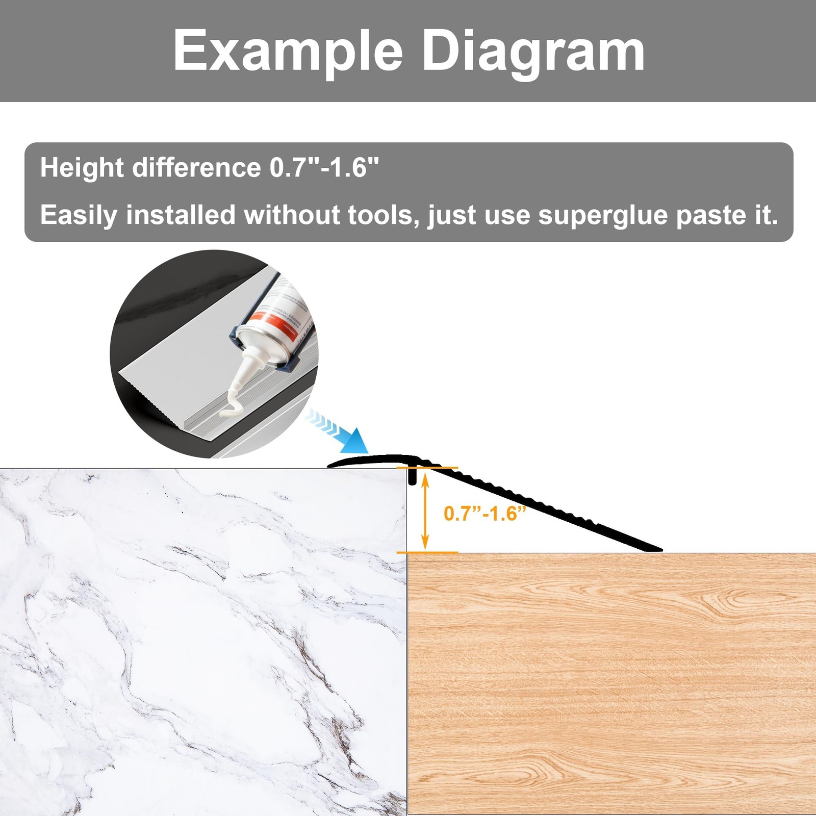 36” Aluminum Floor Transition Threshold Strip, Bridge The Height Gap Betwe