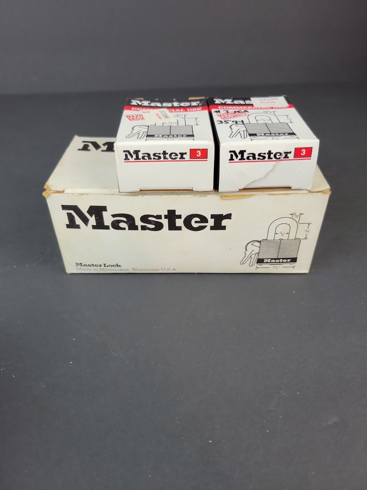 Master Lock Company Commercial #3 1-1/2 in Steel Padlock Keyed Same Lot of 8
