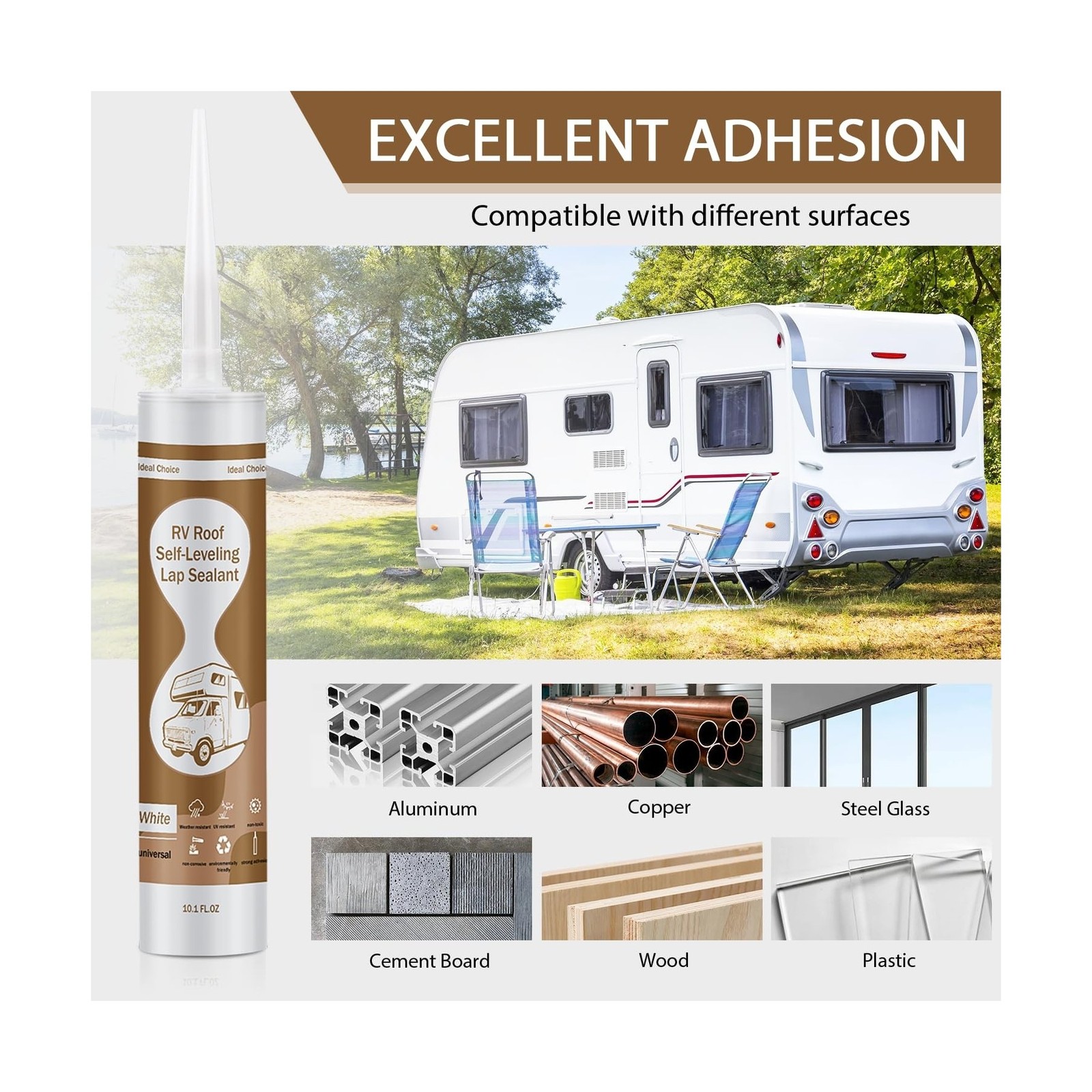 RV Silicone Sealant Self-Leveling, 8 Pack RV Roof Sealant White, Camper roof …
