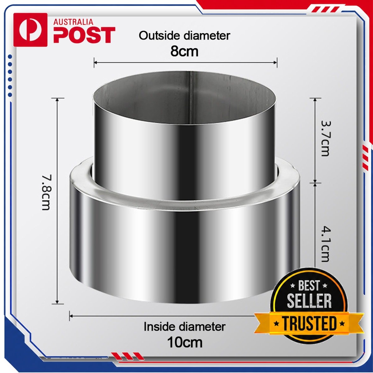Stainless Steel Exhaust Pipe Reducer Adapter Variable Diameter Joint 3-2 Inches