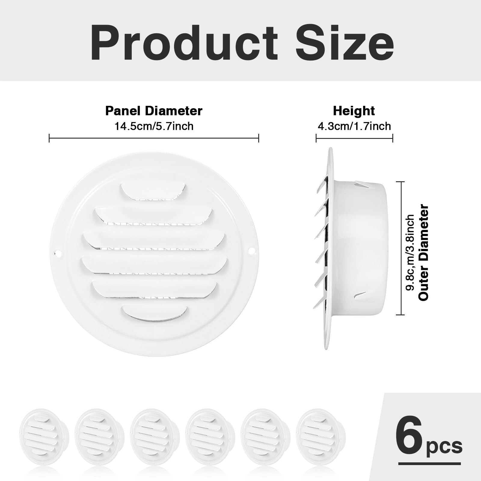 Gisafai 6 Pcs Round Soffit Vent Cover 4 Inch Stainless Steel Louvered Grille …