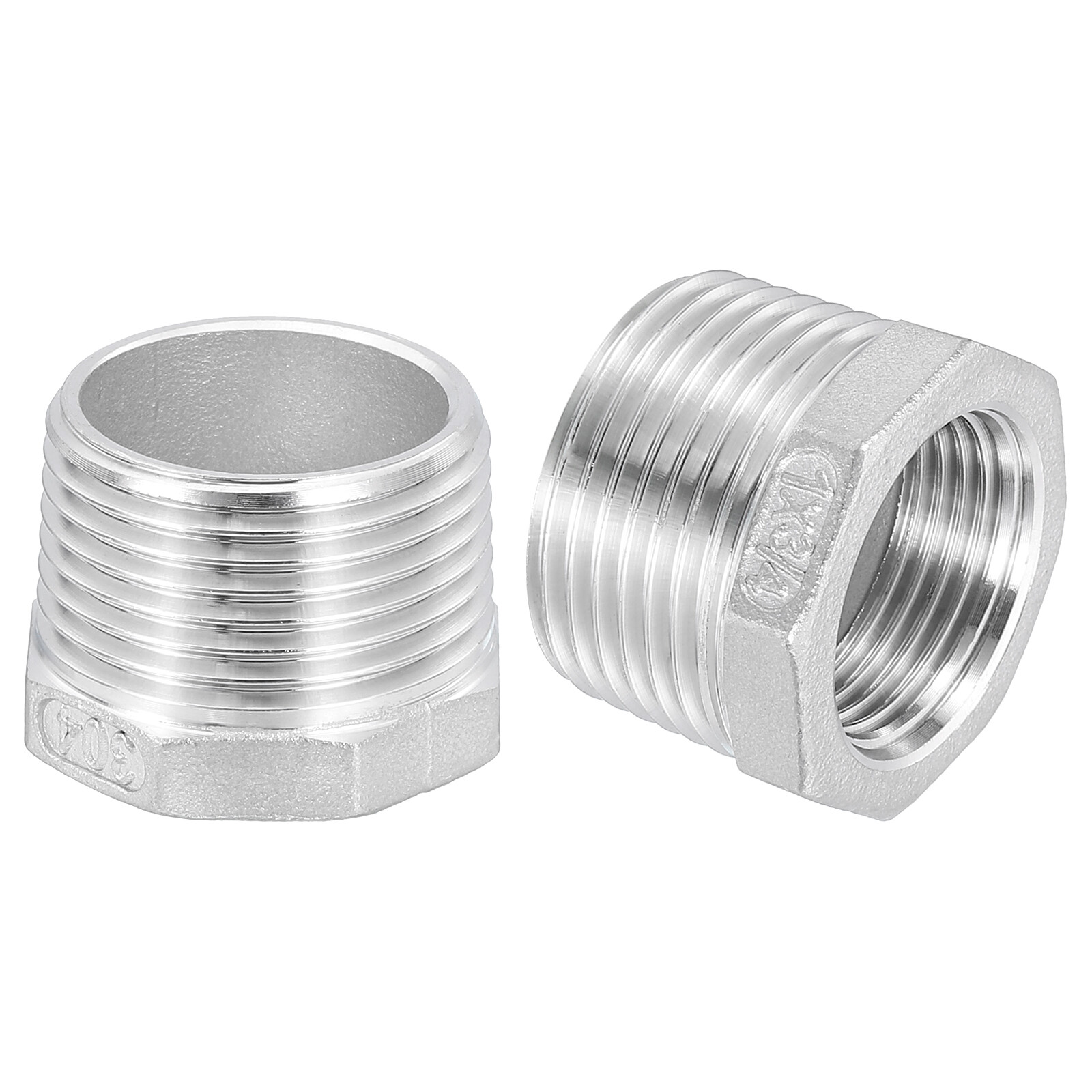 2Pcs 1″ Male to 3/4″ Female NPT 304 Stainless Steel Reducer Hex Bushing