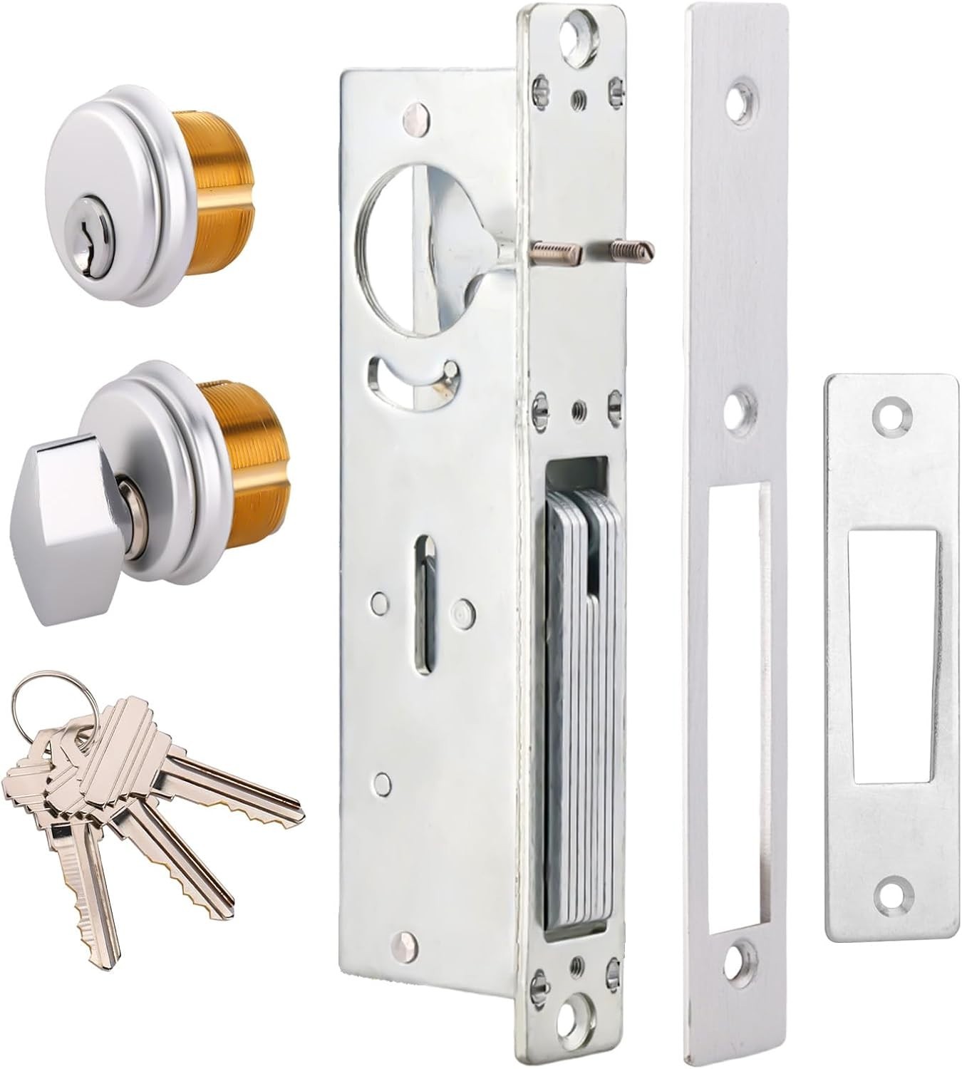 Commercial Door Lock Brass Deadbolt Mortise Lock with Keys for Shop Doors