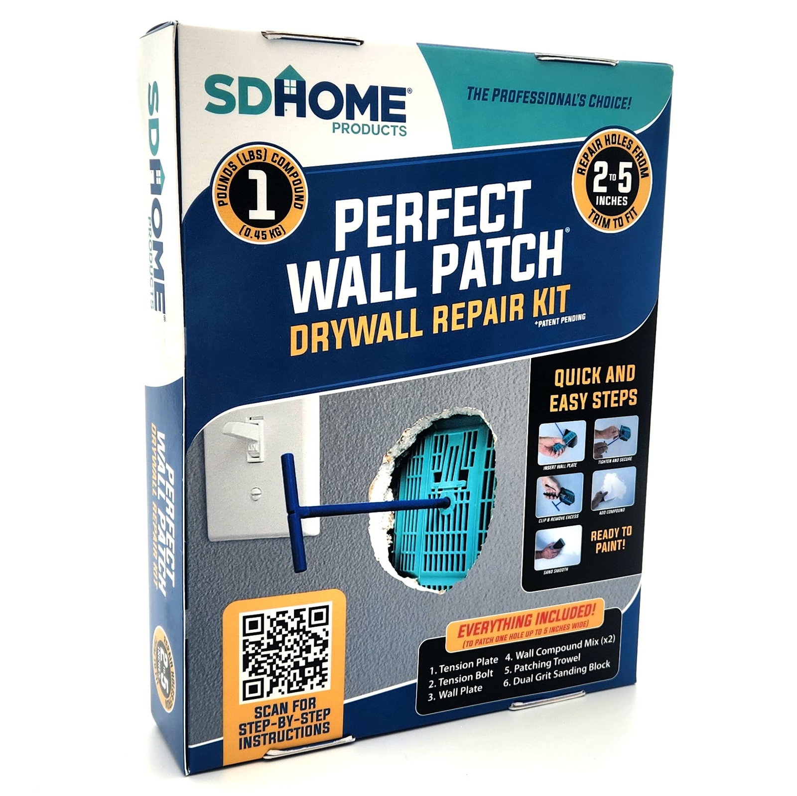 SDHome Perfect Wall Patch Drywall Repair Kit with Compound Back Plate and Put…